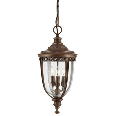 Luminosa Lighting Elstead English Bridle 3 Light Large Outdoor Ceiling Chain Lantern British Bronze, E14