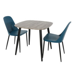 Core Products Aspen Grey Oak Effect 80Cm Square Dining Table With 2 Blue Plastic Duo Design Chairs - thumbnail 9