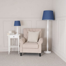 Valuelights Victoria Traditional White Wood Candlestick Floor Lamp With Navy Blue Tapered Shade - Led Bulb Included - thumbnail 4