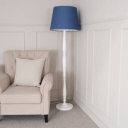 Valuelights Victoria Traditional White Wood Candlestick Floor Lamp With Navy Blue Tapered Shade - Led Bulb Included - thumbnail 5