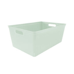 Simpa 6Pc 4L Sage Green Plastic Storage Basket Studio Organiser Trays With Handles - thumbnail 2