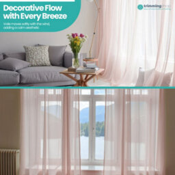 "Neel Blue Voile Curtains Slot Top, 2 Curtains, Cream - 56"" Width X 90"" Drop" - thumbnail 7
