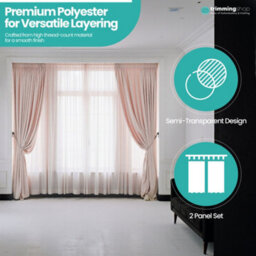 "Neel Blue Voile Curtains Slot Top, 2 Curtains, Cream - 56"" Width X 90"" Drop" - thumbnail 5