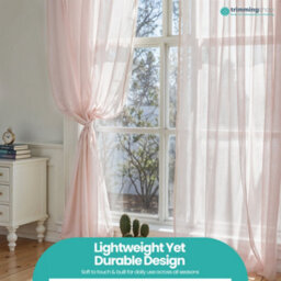 "Neel Blue Voile Curtains Slot Top, 2 Curtains, Cream - 56"" Width X 90"" Drop" - thumbnail 9