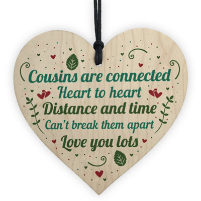 Red Ocean Birthday Christmas Gift For Cousin Wooden Heart Family Friendship Keepsake Plaque - image 1