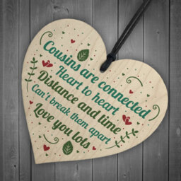 Red Ocean Birthday Christmas Gift For Cousin Wooden Heart Family Friendship Keepsake Plaque - thumbnail 6