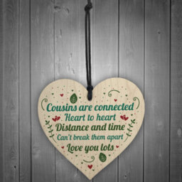 Red Ocean Birthday Christmas Gift For Cousin Wooden Heart Family Friendship Keepsake Plaque - thumbnail 2