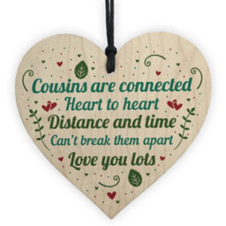 Red Ocean Birthday Christmas Gift For Cousin Wooden Heart Family Friendship Keepsake Plaque - thumbnail 1