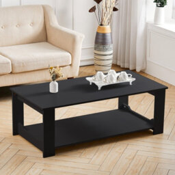 Living And Home 2 Tier Simple Wooden Coffee Table Desk 100X48X42Cm - thumbnail 1
