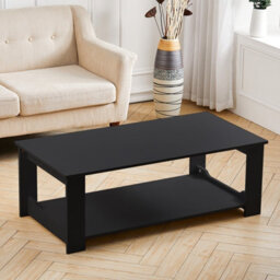 Living And Home 2 Tier Simple Wooden Coffee Table Desk 100X48X42Cm - thumbnail 2