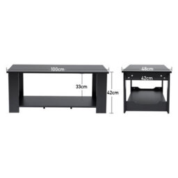 Living And Home 2 Tier Simple Wooden Coffee Table Desk 100X48X42Cm - thumbnail 6