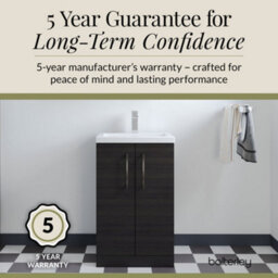 Balterley Level Compact Bathroom Cloakroom Vanity Basin Unit With Polymarble Basin, Brushed Pewter Handles, 500mm, Woodgrain Black - thumbnail 6