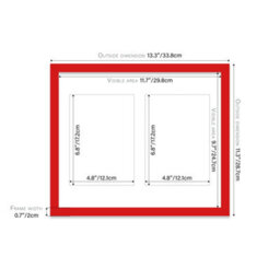 12X10 Inch 2 Opening Photo Collage Frame, Display Two 7X5 Inch Photos, Multi Aperture Family Picture Frame, Red - thumbnail 4