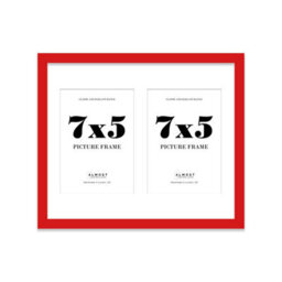 12X10 Inch 2 Opening Photo Collage Frame, Display Two 7X5 Inch Photos, Multi Aperture Family Picture Frame, Red - thumbnail 2