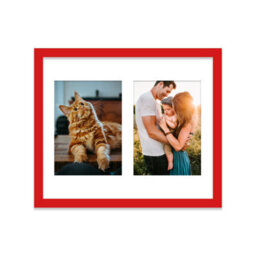 12X10 Inch 2 Opening Photo Collage Frame, Display Two 7X5 Inch Photos, Multi Aperture Family Picture Frame, Red - thumbnail 1