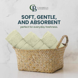 Casabella 12 Pack Flannel Face Cloth - 100% Cotton Face Towels Soft & Absorbent Super Quality Washcloths - thumbnail 3