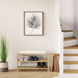 2 Tier Bamboo Shoe Rack Bench With Cushion Seat Compact Wooden Shoe Storage Organiser Hallway Entryway 70X30X47Cm - thumbnail 4