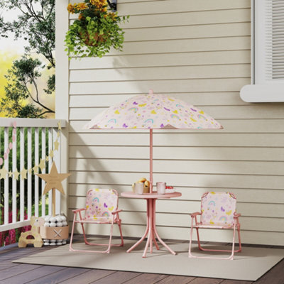 Aiyaplay Kids Garden Table And Chair Set, Outdoor Patio Set W/ Parasol, Pink - image 1