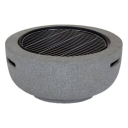 Charles Bentley 60Cm Round Magnesia Fire Pit With Mesh Cover Cooking Grill - thumbnail 7