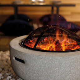 Charles Bentley 60Cm Round Magnesia Fire Pit With Mesh Cover Cooking Grill - thumbnail 2