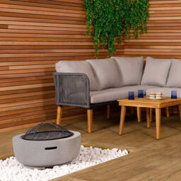 Charles Bentley 60Cm Round Magnesia Fire Pit With Mesh Cover Cooking Grill - thumbnail 3