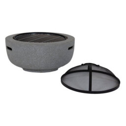 Charles Bentley 60Cm Round Magnesia Fire Pit With Mesh Cover Cooking Grill - thumbnail 8