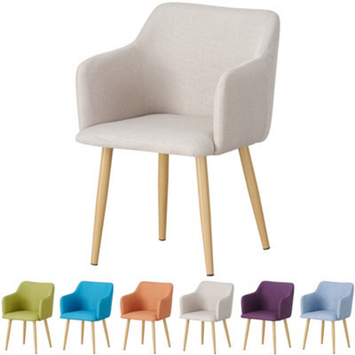 Mof Classic Fabric Tub Chair Wing Back Armchair Sofa Vanity Bedroom Dressing Chair K5 (Beige) - image 1