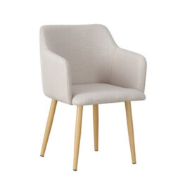 Mof Classic Fabric Tub Chair Wing Back Armchair Sofa Vanity Bedroom Dressing Chair K5 (Beige) - thumbnail 4
