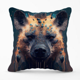Warren Reed Designer Hyena Face Splashart Dark Background Outdoor Cushion 45Cm X 45Cm - thumbnail 1