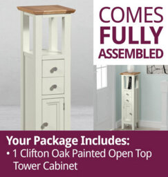 Hallowood Furniture Clifton Oak Painted Open Top Tower Cabinet - thumbnail 7