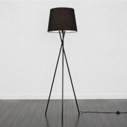 Valuelights Camden Black Tripod Floor Lamp With Tapered Shade And Bulb - thumbnail 4