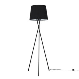 Valuelights Camden Black Tripod Floor Lamp With Tapered Shade And Bulb - thumbnail 1
