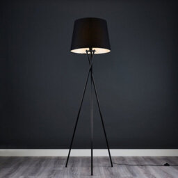 Valuelights Camden Black Tripod Floor Lamp With Tapered Shade And Bulb - thumbnail 2
