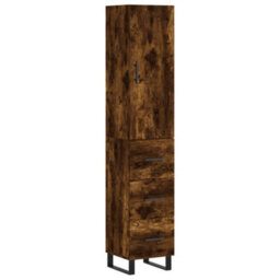 Berkfield Elegant Highboard Smoked Oak 34.5X34X180 Cm Engineered Wood - thumbnail 1