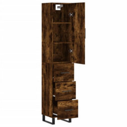 Berkfield Elegant Highboard Smoked Oak 34.5X34X180 Cm Engineered Wood - thumbnail 4