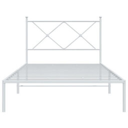 Berkfield Metal Bed Frame Without Mattress With Headboard White 100X190Cm - thumbnail 4