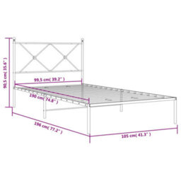 Berkfield Metal Bed Frame Without Mattress With Headboard White 100X190Cm - thumbnail 8