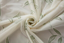 Luxury Living Leaf Embroidered Tulle Voile Curtains Pencil Pleat Sage - thumbnail 7