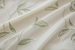 Luxury Living Leaf Embroidered Tulle Voile Curtains Pencil Pleat Sage - thumbnail 6