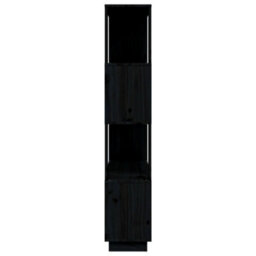 Berkfield Book Cabinet/room Divider Black 80X25X132 Cm Solid Wood Pine - thumbnail 6