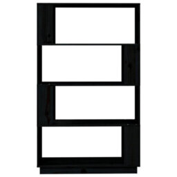 Berkfield Book Cabinet/room Divider Black 80X25X132 Cm Solid Wood Pine - thumbnail 5