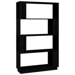 Berkfield Book Cabinet/room Divider Black 80X25X132 Cm Solid Wood Pine - thumbnail 2