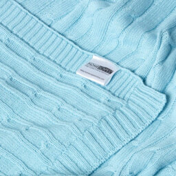 Homescapes Cotton Cable Knit Pastel Blue Throw, 130 X 170 Cm - thumbnail 9