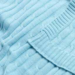 Homescapes Cotton Cable Knit Pastel Blue Throw, 130 X 170 Cm - thumbnail 6