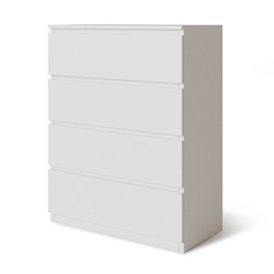 Urbn-Living Urbnliving Height 89Cm 4 Drawer Skagen Wooden Bedroom Chest Cabinet Colour White Carcass And White Drawers No Handle Storage - image 1