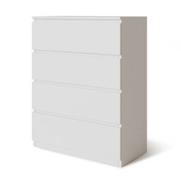 Urbn-Living Urbnliving Height 89Cm 4 Drawer Skagen Wooden Bedroom Chest Cabinet Colour White Carcass And White Drawers  No Handle Storage - thumbnail 1