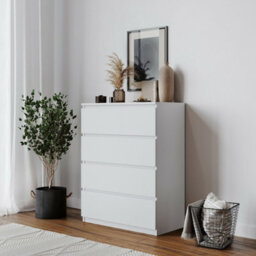 Urbn-Living Urbnliving Height 89Cm 4 Drawer Skagen Wooden Bedroom Chest Cabinet Colour White Carcass And White Drawers  No Handle Storage - thumbnail 2