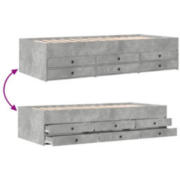 Berkfield Daybed With Drawers Without Mattress Concrete Grey 75X190 Cm Small Single - thumbnail 7