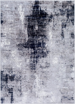 Livabliss Wanderlust-Abstract Blue Grey Burgundy Modern Marble Living Dining Bedroom Rug 120 X 170 Cm Easy Care, Non Shedding - image 1