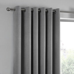 Fusion Strata Silver Triple-Woven Dimout Eyelet Curtains - thumbnail 3
